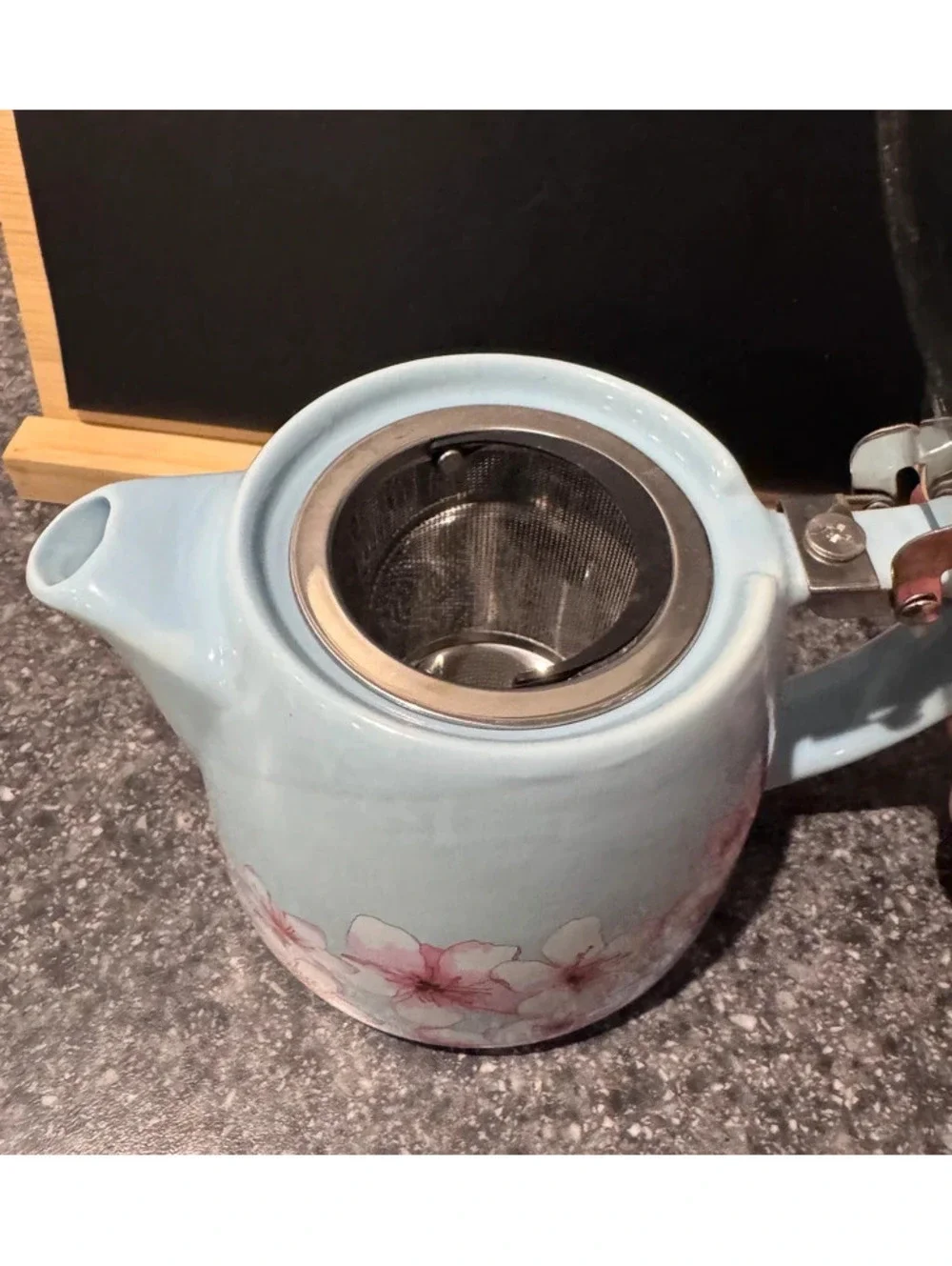 Ceramic Cherry Blossom Teapot with Infuser Basket